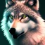 Placeholder: Wolf, white, hyperrealism, masterpiece, expert, 8K, sharp focus, cinematic lighting, pink, green, blue, pastel