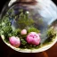 Placeholder: Cinematic shot of peonies inside a glass ball, glass, crystal, leaves, luxurious, terrarium