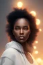 Placeholder: A black woman with long hair, fantasy setting, ethereal, soft lighting