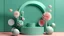 Placeholder: 3D rendering flower background Green color with geometric shape podium for product display, minimal concept, Premium illustration pastel floral elements, beauty, cosmetic, valentines day