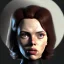 Placeholder: retro sci-fi portrait image from 1960, supermarket parking explosion, fire, classic black widow, young Scarlett Johansson, classic black tight lycra latex suit, retro superhero style, soft color, highly detailed, unreal engine 5, ray tracing, RTX, lumen lighting, ultra detail, volumetric lighting, 3d, finely drawn, high definition, high resolution.