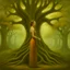 Placeholder: a painting of a woman standing in front of a tree, a detailed painting by Helen Thomas Dranga, cgsociety, analytical art, detailed painting, fractalism, biomorphic