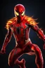 Placeholder: Spiderman in a Phoenix fire bird, super suit with spikes on his arms and shoulders, hdr, (intricate details, hyperdetailed:1.16), piercing look, cinematic, intense, cinematic composition, cinematic lighting, color grading, focused, (dark background:1.1) by. Addie digi