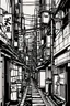 Placeholder: Tokyo alleys, greyscale, line arts