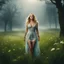 Placeholder: [american gods] youthful Stormy Daniels as Ostara: In this breathtaking panorama, we bear witness to Ostara, resplendent in her ethereal form, standing amidst a lush meadow. As she graces the Earth, the grass beneath her bare feet shivers with delight. From the tiniest blades of grass to the towering trees, every living entity joins in a symphony of praise for our beloved planet. The Earth is blue like an orange, affirms the truth that words never deceive.The wasps, in their verdant splendor, ad