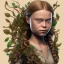 Placeholder:  Greta Thunberg portraitfull face tattoo of leaves and gnarled branches extending past face and morphing into reality, 8k resolution, high-quality, fine-detail, muted colors,intricate, digital art, detailed matte, volumetric lighting, illustration, octane render