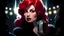 Placeholder: Graphic Novel Full Body Portrait Of Disney Ariel, Gorgeous Red Hair, Big Wide Set Eyes, Cute Nose, Big Pouty Lips, Unique Moody Face, Femme Fatale, singing into a vintage mic at a jazz club At Night, Cinematic Detailed Mysterious Sharp Focus High Contrast Dramatic Volumetric Lighting,:: dark mysterious esoteric atmosphere :: digital matt painting by Jeremy Mann + Carne Griffiths + Leonid Afremov, black canvas, dramatic shading, detailed face