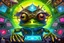 Placeholder: scifi wifi fantasy futurism. visually tells the story of interplanetary cognitive espionage & global mental surveillance. bejeweled royal psychic mutant humanoid anthropomorphic frog combination of abstract & phot realistic. painterly yet with the distinction & precision of a vintage popular mechanics pictorial