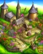 Placeholder: medieval fantasy village with flowers rpg art