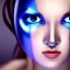 Placeholder: cyber girl, cute, beautiful, bold, blue eyes, metal skin, portrait, cinematic, 8k,