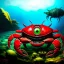 Placeholder: ultra detailed fullbody Drawing of a Cyborg Sea monster Gigantic RED Alien Crab on the shore ,metal body, open mouth, with sharp teeth, with glowing Green eyes, with humungus mechanical pincers, extremely detailed digital painting, intrincate, extremely detailed face,crystal clear Big eyes, in the style of Frank Frazetta, mystical colors , perfectly centered image, perfect composition, rim light, beautiful lighting, 8k, stunning scene, raytracing