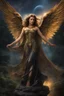 Placeholder: Dark angel , detailed full-color, hd photography, fantasy by john stephens, galen rowell, david muench, james mccarthy, hirō isono, magical, detailed, gloss, hyperrealism, beautiful, radiant, colorful, golden hour, serene, cosmic, vapor, mysterious, ethereal, vibrant, flickering light black