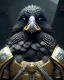 Placeholder: "black feathered, rogue, mysterious Kenku male, bird, full-scale head and shoulders portrait, 8k resolution concept art portrait by Greg Rutkowski, Artgerm, WLOP, Alphonse Mucha dynamic lighting hyperdetailed intricately detailed Splash art trending on Artstation triadic colors Unreal Engine 5 volumetric lighting Splash art fantasy"