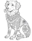 Placeholder: beautiful full body Golden Retriever, coloring page for adults, photo realistic, clean line art , mandala, high detailed, no background, mandala, white, black, coloring book, sketchbook, realistic sketch, free lines, on paper, character sheet, 8k