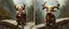 Placeholder: postcard, 4 pics, a blonde fluffy gnome quickling kobold gremlin that looks like the opposite of a vampire in bunad leaning on an elk, holding his horns, all on a stone bridge, in the style of master painter