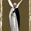 Placeholder: White bat vampire with long limbs as Russian Orthodox nosferatu