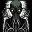 Placeholder: Lovecraftian horror brand by Utamaro, text "CTHUHLU, INC", stylish, minimal