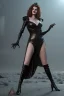 Placeholder: Rene Russo as evil queen in black leather gown, angry, busty, curvey, cleavage, unreal 5, octane render,cinema4d, dynamic lighting, dramatic lighting, 4k, redshift render, highly detailed, hyper realistic