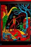 Placeholder: STICK MAN CAVE PAINTING in the style of Hiroshi Nagai