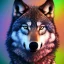 Placeholder: Wolf, red, orange, yellow, green, blue, purple, masterpiece, expert, 8K, hyperrealism, sharp focus, cinematic lighting