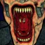 Placeholder: Horror Disfigured bald Vampire,blood big canine teeth with blood, by egon Schiele