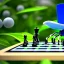 Placeholder: large hairy blue spider wearing a top hat and playing chess, photorealistic, blender render, wide angle lens, 4k, two birds, jungle,