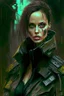 Placeholder: Angelina jolie in militiary general cyberpunk style