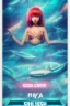 Placeholder: rave poster with ocean theme ika musume with empty text area