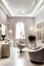 Placeholder: minimalist yet luxurious european beauty salon space in fashion photography style, with warm and cozy ambience