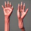 Placeholder: human hand, each finger has a face