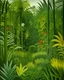 Placeholder: A lime green tropical jungle designed in ancient Egyptian hieroglyphics painted by Henri Rousseau
