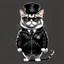 Placeholder: Drawing of an angry cat with black jacket, hat and glasses, NFT style