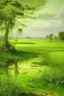 Placeholder: A lime green wetland near a savanna painted by Albrecht Durer