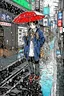 Placeholder: Tokyo, line arts, rain