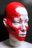 Placeholder: Red rubber face with rubber effect in all face with white sponge rubber effect hair