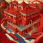 Placeholder: A red palace with pepper dragons painted by MC Escher