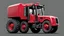Placeholder: side of a modern closed cab tractor(red) with black wheels, digital illustration