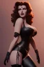 Placeholder: Rita Hayworth as evil queen in black leather, busty, cleavage, curvy, angry, stern look. character design by cory loftis, fenghua zhong, ryohei hase, ismail inceoglu and ruan jia. unreal engine 5, artistic lighting, highly detailed, photorealistic, fantasy