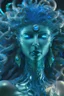Placeholder: transparent olivine gemstone beauty queen Medusa, in blue fire chrome casino, high detail, 8k, cinematic, depth of field, art
