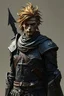 Placeholder: Male Earth Genasi Eldritch Knight with metallic bronze hair and rough dark grey stone skin