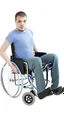 Placeholder: person with developmental disabilities, mental retardation on wheelchair being pushed about