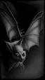 Placeholder: pencil drawing of bat, Spooky, scary, halloween, black paper