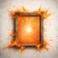 Placeholder: Hyper Realistic Light-Orange Grungy-Stroke-Frame With Glowing-Golden Embers on Grungy Retro-Jet-White-Wall-Background.