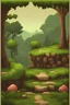 Placeholder: landscape for retro 2d platformer with grass, ground, trees etc