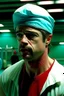 Placeholder: brad pitt from fight club wearing swimming google and a swimming cap