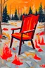 Placeholder: Hell and snow and chair oil paints style Anne Bremer