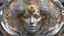 Placeholder: figure of a woman, art from the "art of control" collection by Jasper Harvey, futuristic optics style, silver and gold, flower, bird, detailed facial features, swirling vortices, 8k 3d, whimsical cyborgs made of crystals, high detail, high resolution, 8K