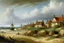 Placeholder: A village with windmills near a beach painted by Gustave Courbet