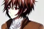 Placeholder: Detailed pretty anime boy, brown hair with blonde strips, keep head in frame, headshot, glaring, brown eyes, covered in bandages, looking serious, illustration, digital painting, only one character, color scheme red, wearing many bandages, Osamu Dazai inspired, anime inspired, manga, dazai, red hair, Chuuya, pretty, scruffy, angry, brooding, manga inspired, small nose, long lower eyelashes, handsome, widows peak, headshot, glaring, cute, wearing a bandage on neck, small nose, scruffy hair