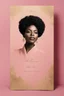 Placeholder: An extremely formal, funeral program written in French for a black woman (include a front photograph of a beautiful biracial black woman) on salmon pink deeply pigmented velvet paper with brilliant, brightest heavy golden greenish calligraphy fonts, simple, minimalistic, less element, very dramatic lighting